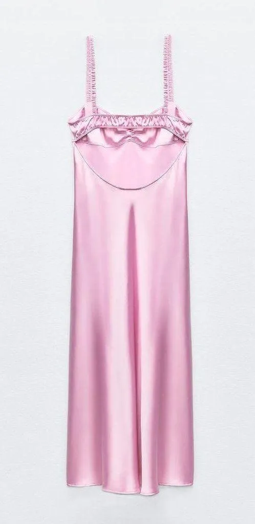 dress maxi midi Light Pink satin effect wedding party cocktail - Image 10