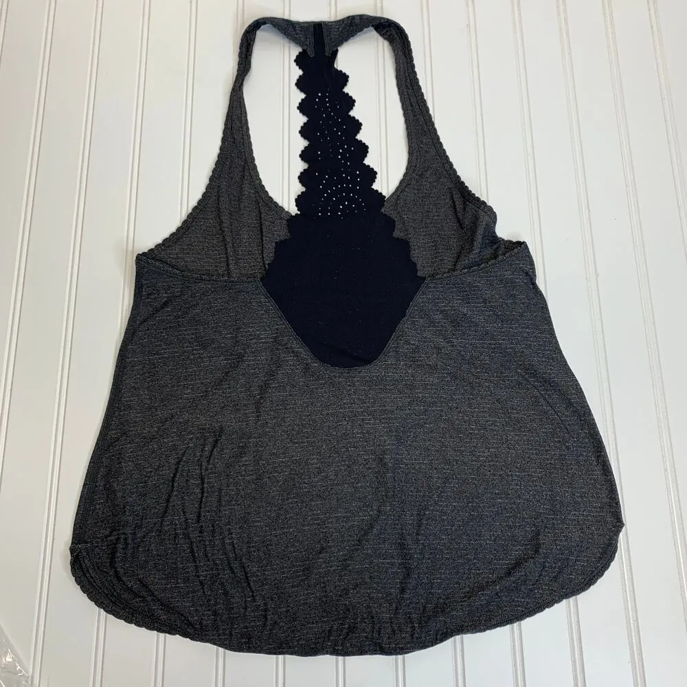 Lululemon 105 F Singlet Tank Top Womens 4 6 Black Gray Racerback Scalloped - Image 5