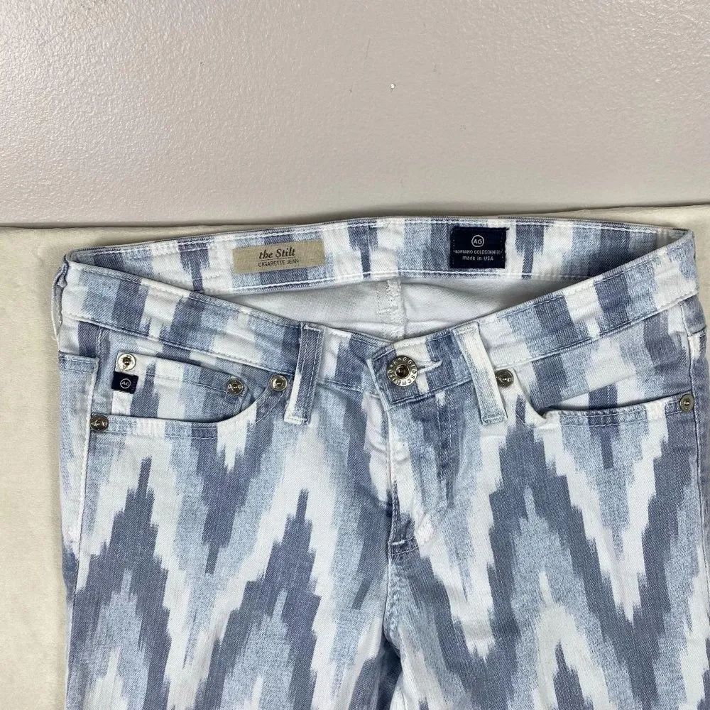 AG The Stilt Cigarette Leg Skinny Ikat Print Jean Size 25 - Image 34