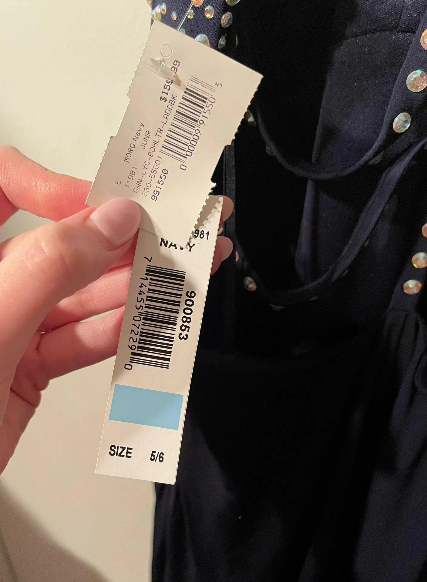 Navy Sequin Gown With Slit Blue Size 6 - Image 6