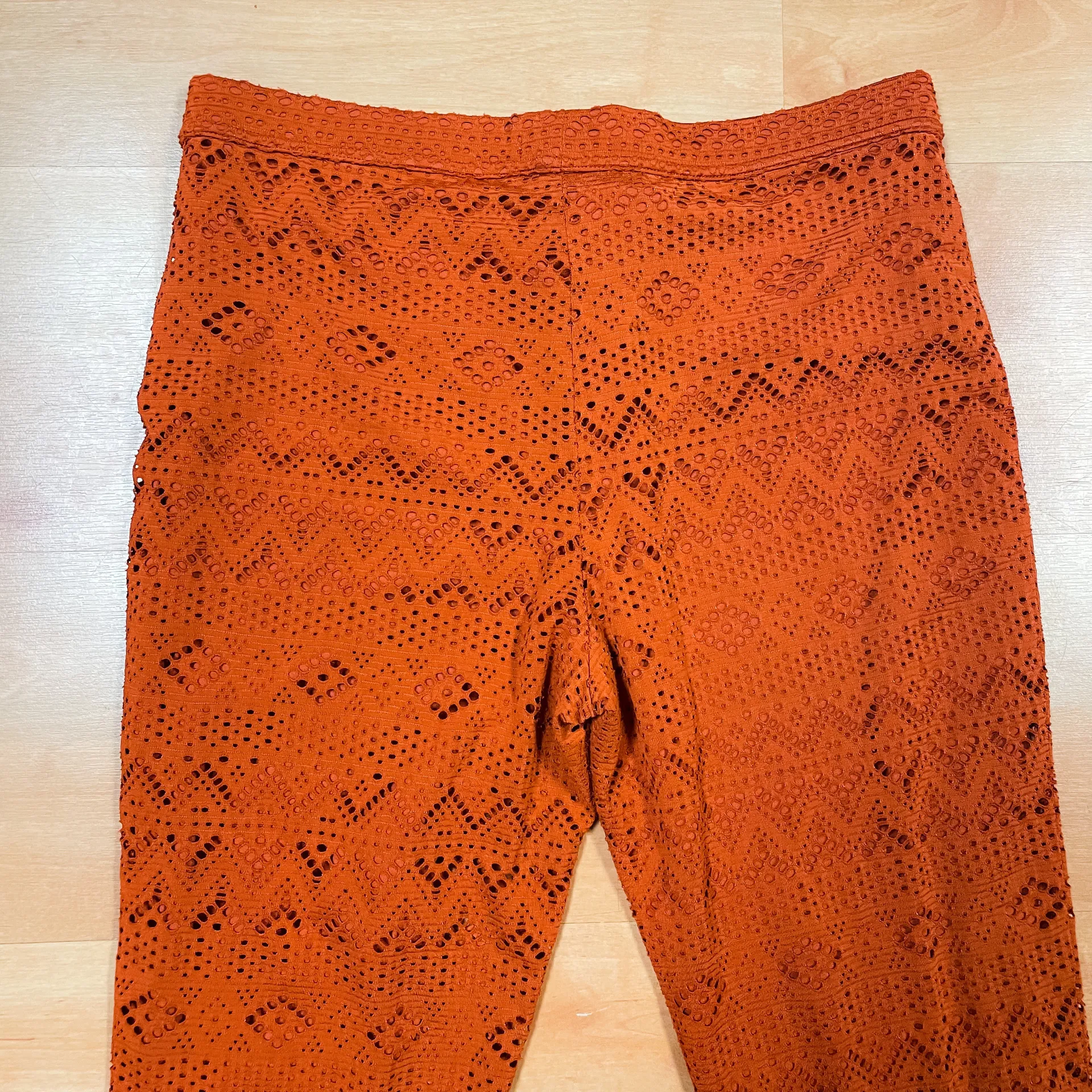American Eagle Orange Wide Leg Boho Lace Pants - Image 6