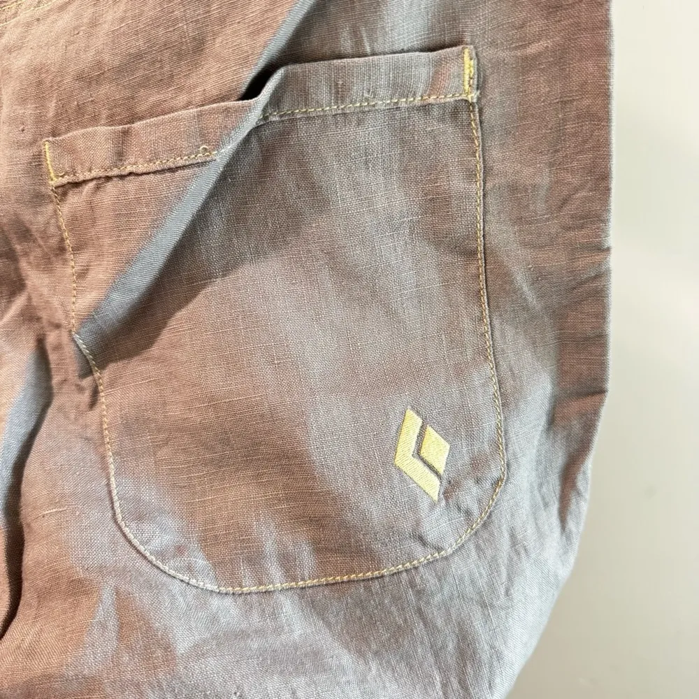 Black Diamond Women’s Poem Pants 100% Linen Grey Neon Green Size 6 - Image 8