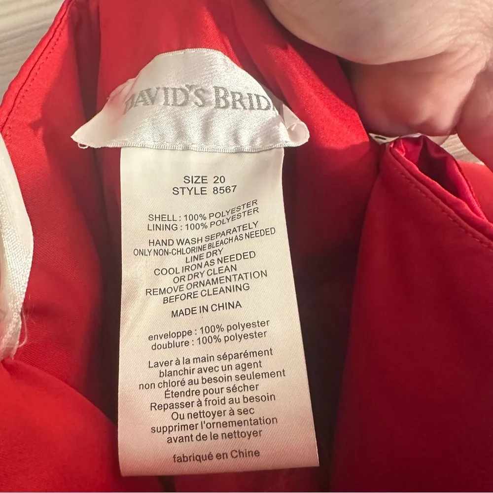 DB‎ Red Ball Gown Bridesmaid Strapless David’s Bridal size 20 - Image 6
