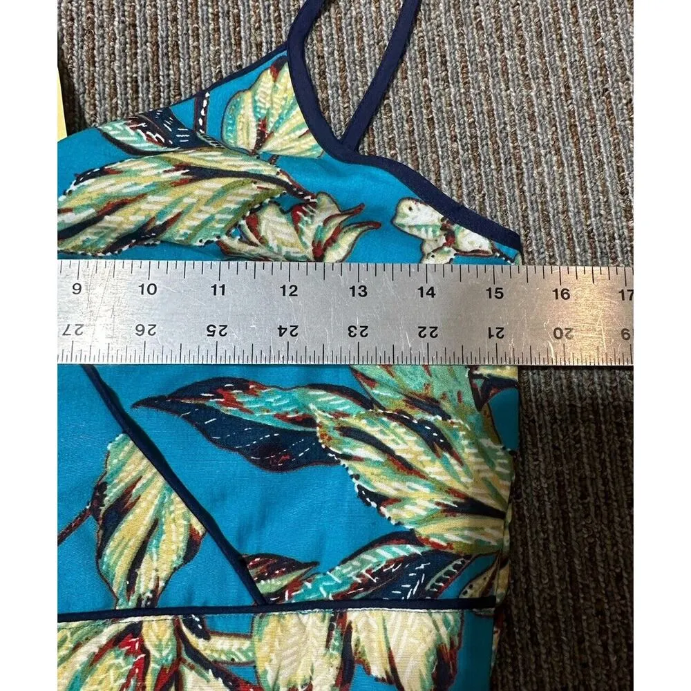 Band Of The Free Dress Floral Turquoise Blue Size Large Strappy Vneck Resort NEW - Image 8