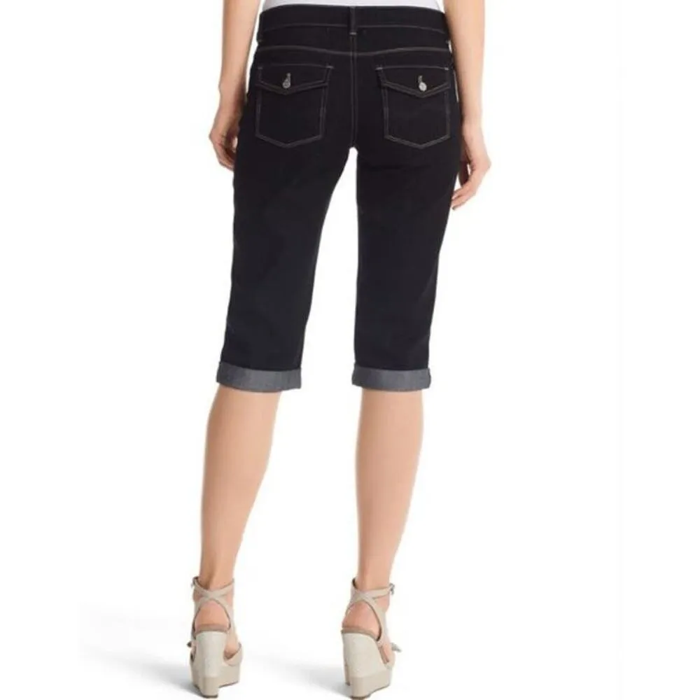 WHBM White House Black Market Noir Pedal Pusher Capri Jeans Black 2 - Image 10