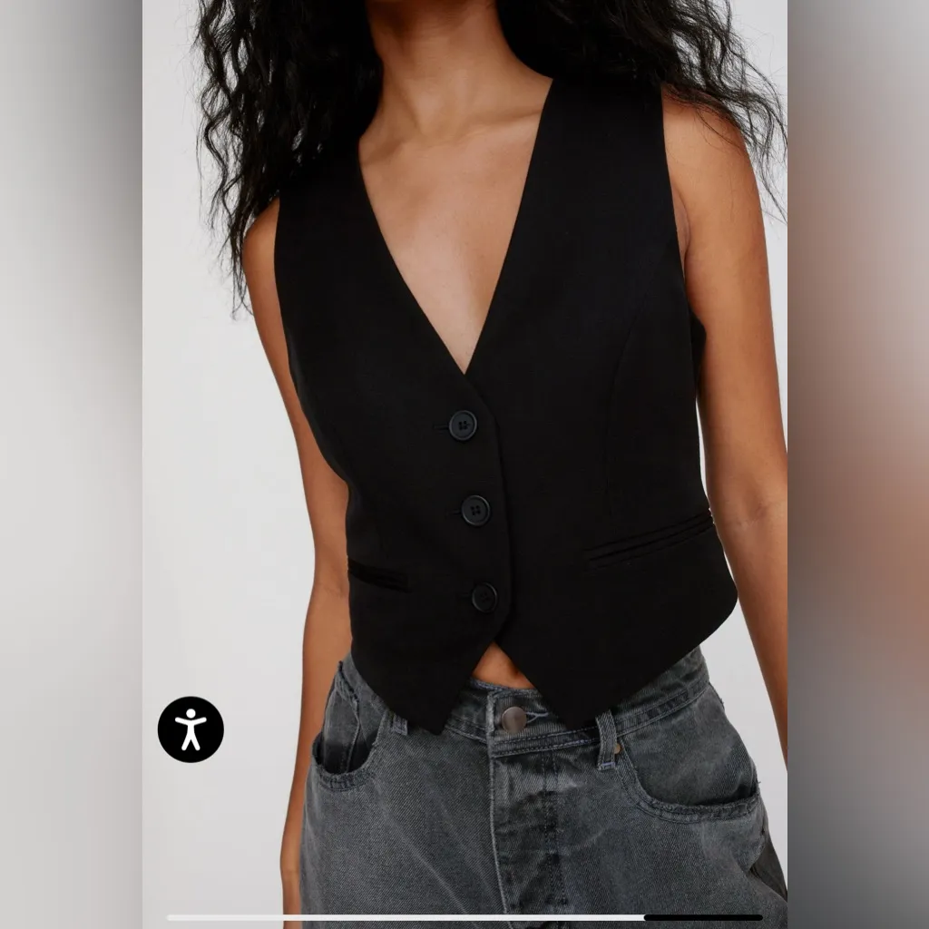 NWT NastyGal Essentials Tailored Waistcoat Black Vest Top Sz2 - Image 5