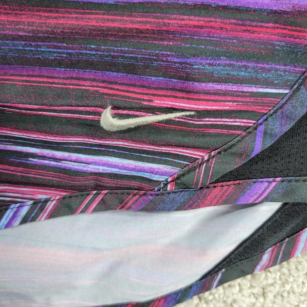Nike Dri Fit Womens Tiempo Running Shorts L Black Pink Purple Stripes Athletic - Image 10