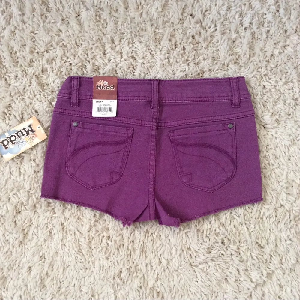 MUDD Raw Hem Purple Denim Shorts 5 - Image 8