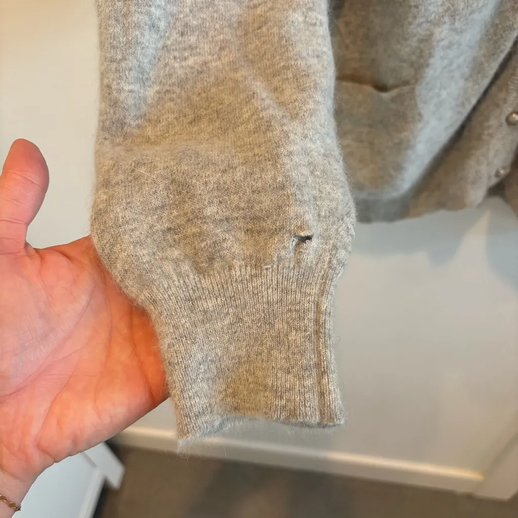 Boundary Water Vintage Made in Italy Angora Lambswool Blend Grey Cardigan M 28 Silver Size M - Image 5