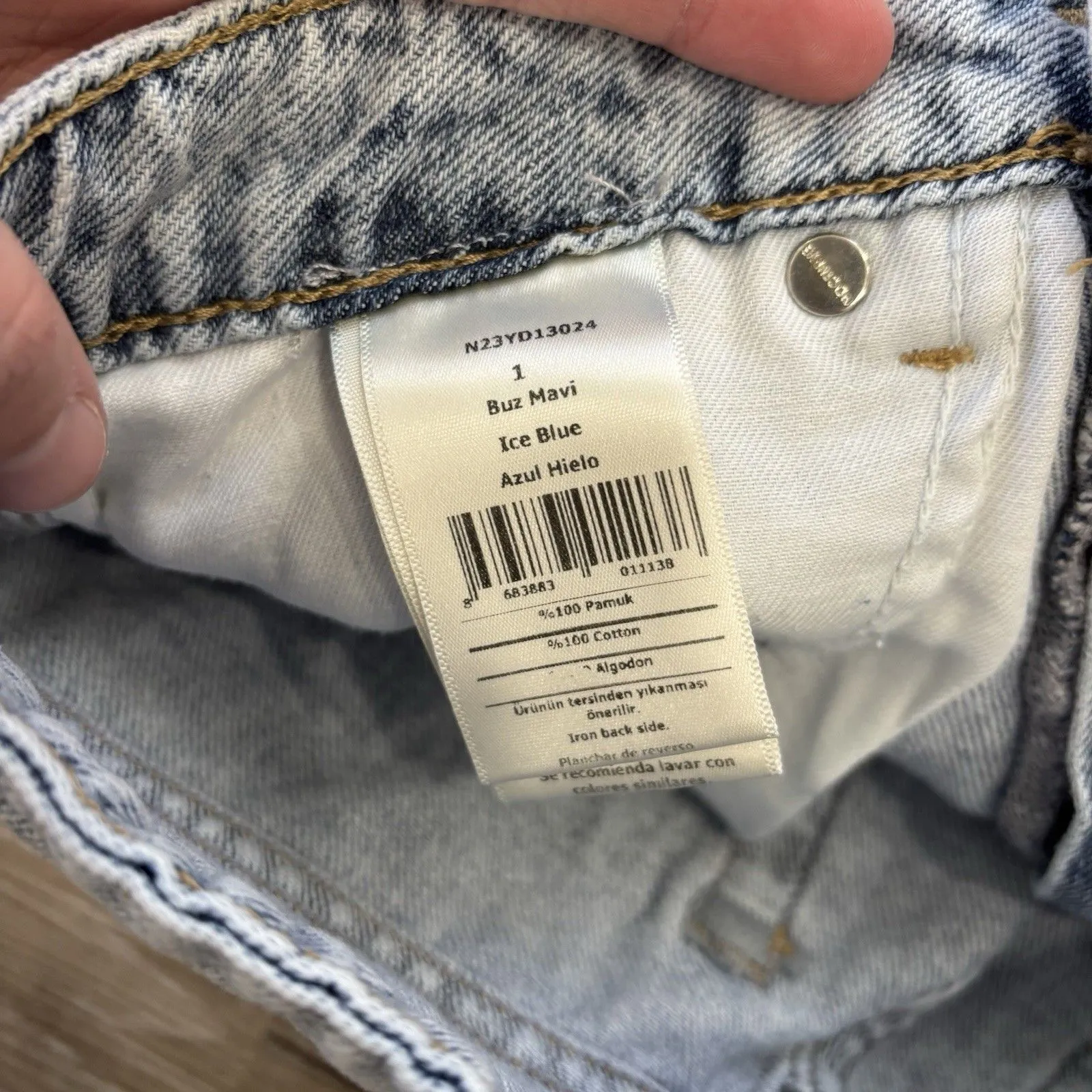 Nocturne Denim Shorts Womens Size 1 XS Bedazzled High Waisted Raw Hem Blue - Image 4