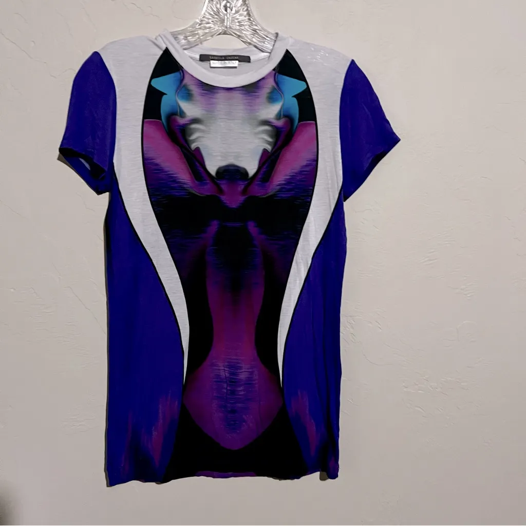 Gabriela Cadena Designer Luxury‎ Kaleidoscope Colorful Viscose Elastane T Shirt Blue - Image 2