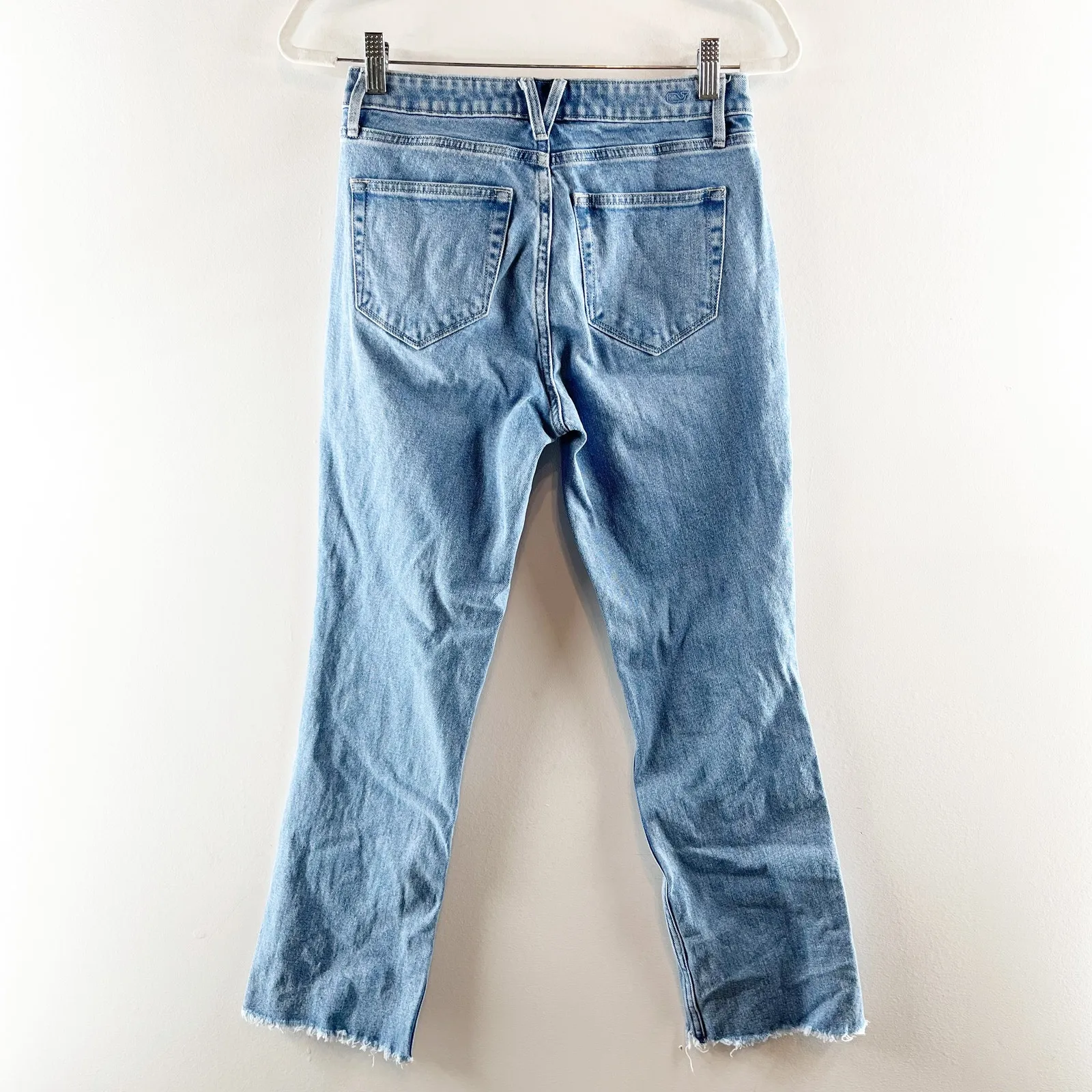 Vineyard Vines Mid Rise Straight Leg Raw Hem Light Wash Jeans Blue 25 - Image 2