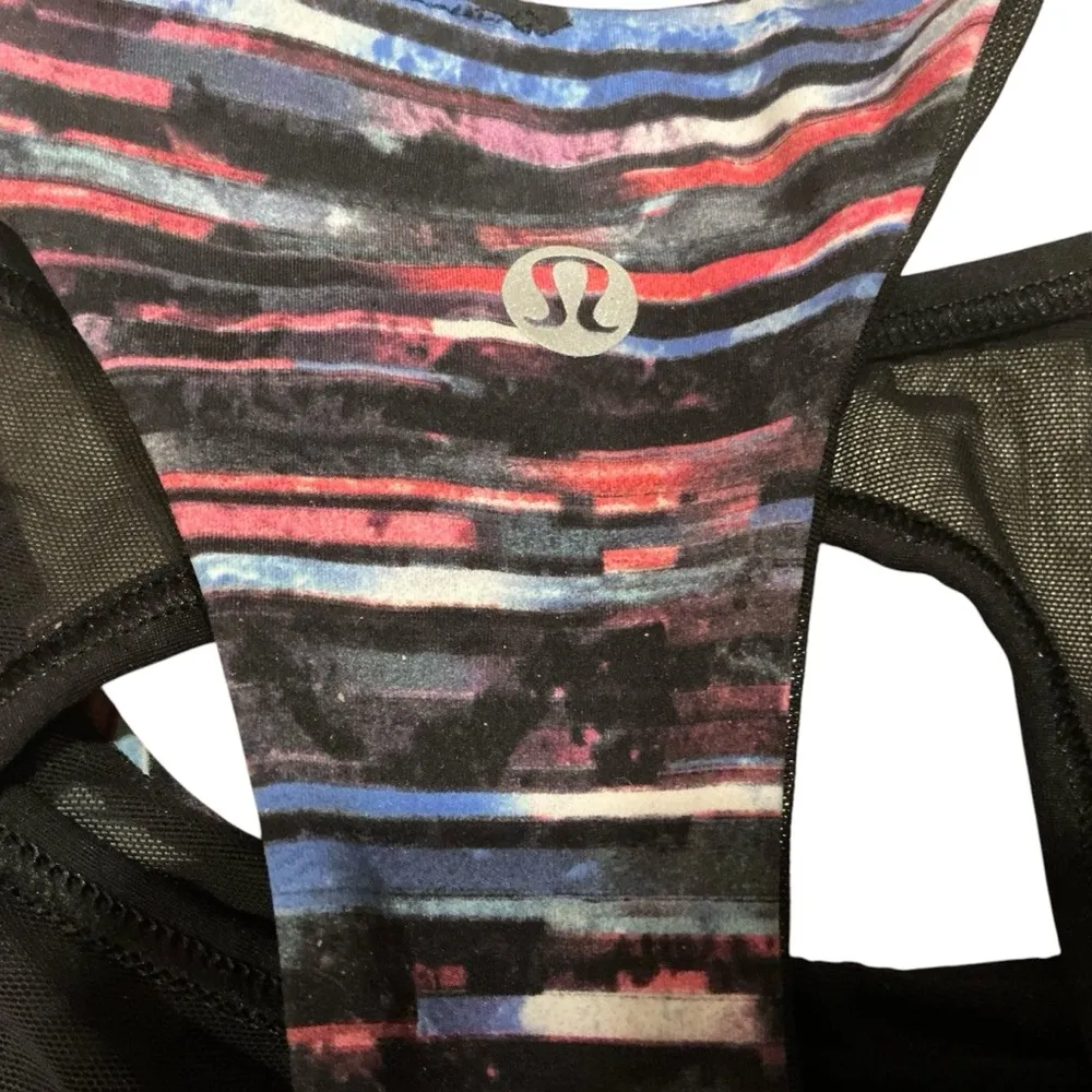 Lululemon break free tank Nulux hinshu alpine multi/black yoga athletic top Sz 6 - Image 6