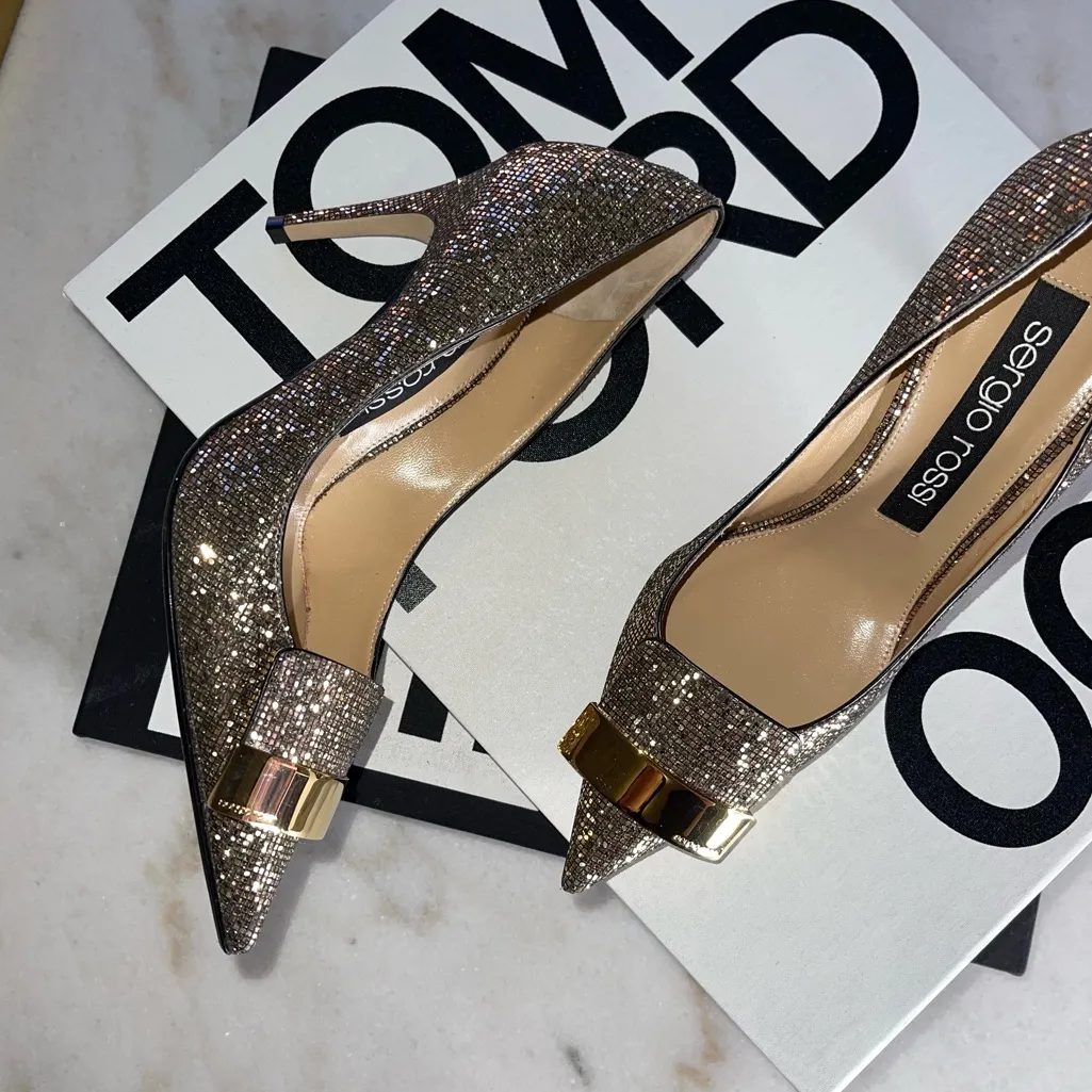 Sergio Rossi SR1 Glitter Pointed Toe Pump - Image 4