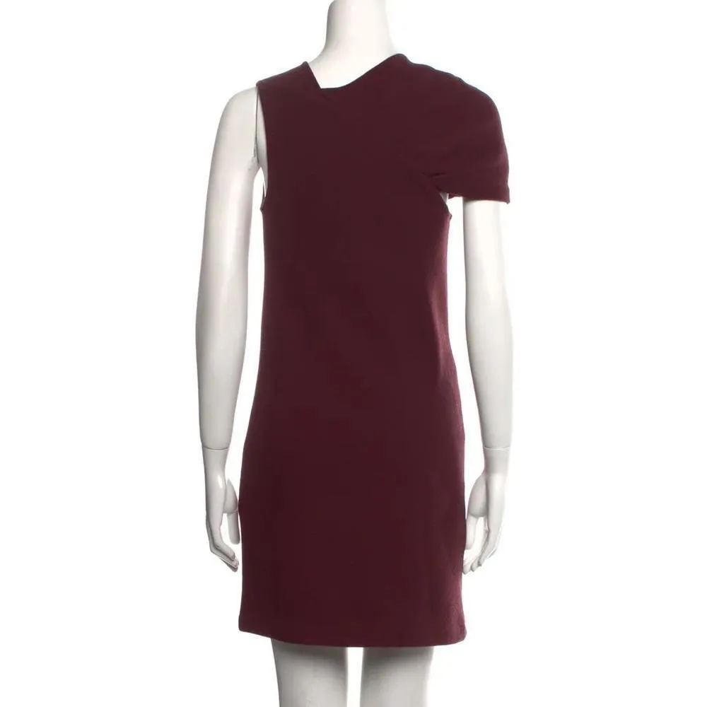 3.1 PHILLIP LIM Virgin Wool Mini Dress Burgundy Twist Sleeve Business Size:‎ 4 - Image 2