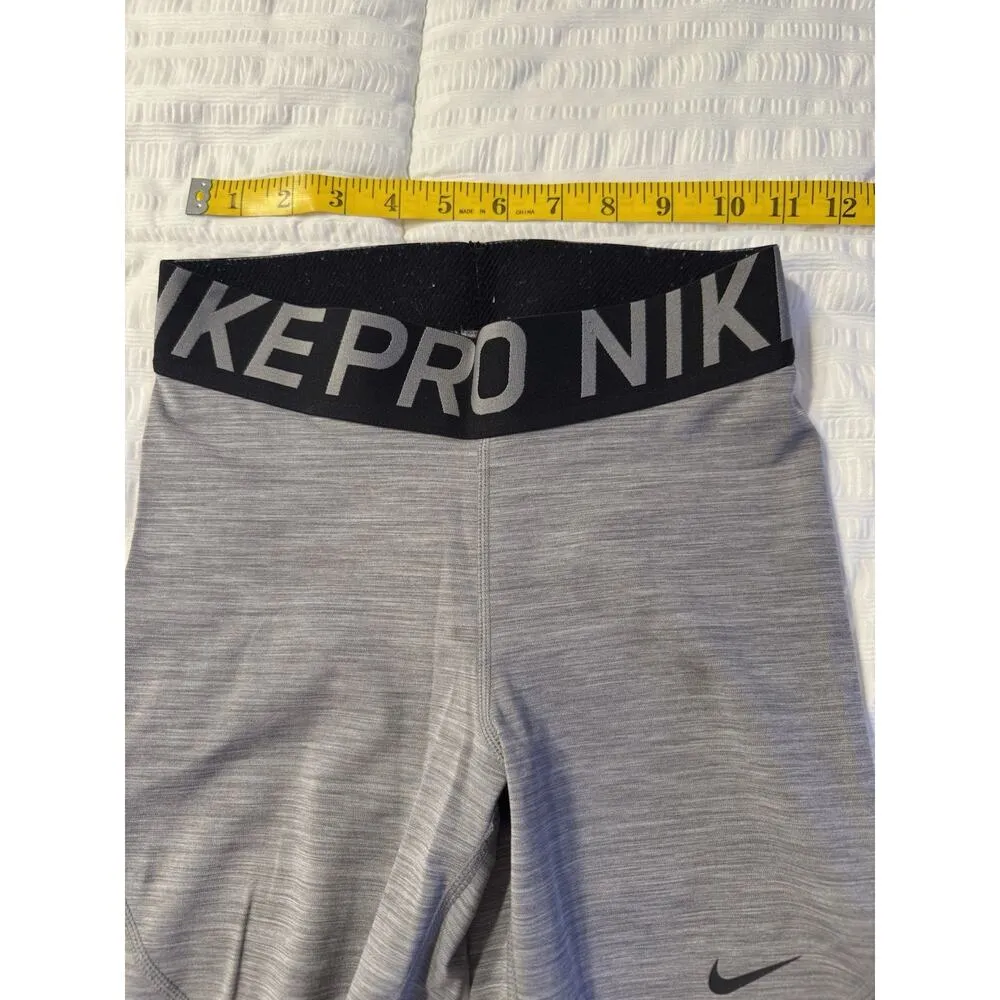 Nike Pro Gray Leggings Black Waist Band Dri-Fit Women's Small - Image 4