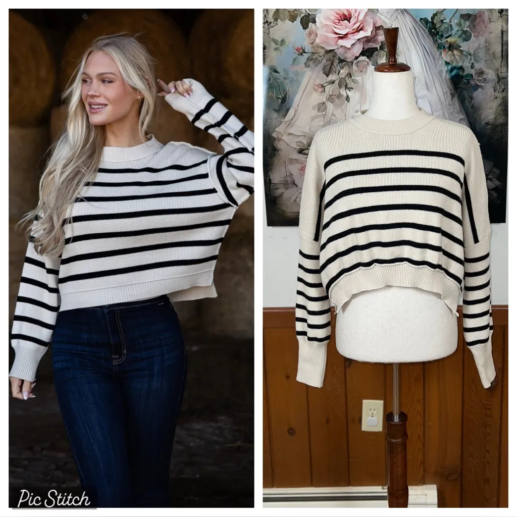 Cute TFY Collection Cropped Dolman Sweater! Black Size M - Image 2