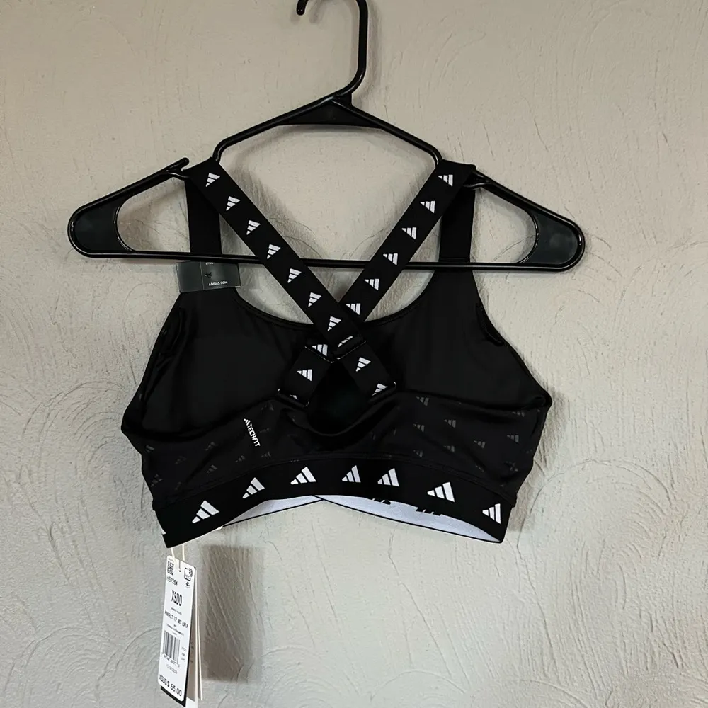 Adidas power react medium support tech fit  XSDD black and white sports bra - Image 6