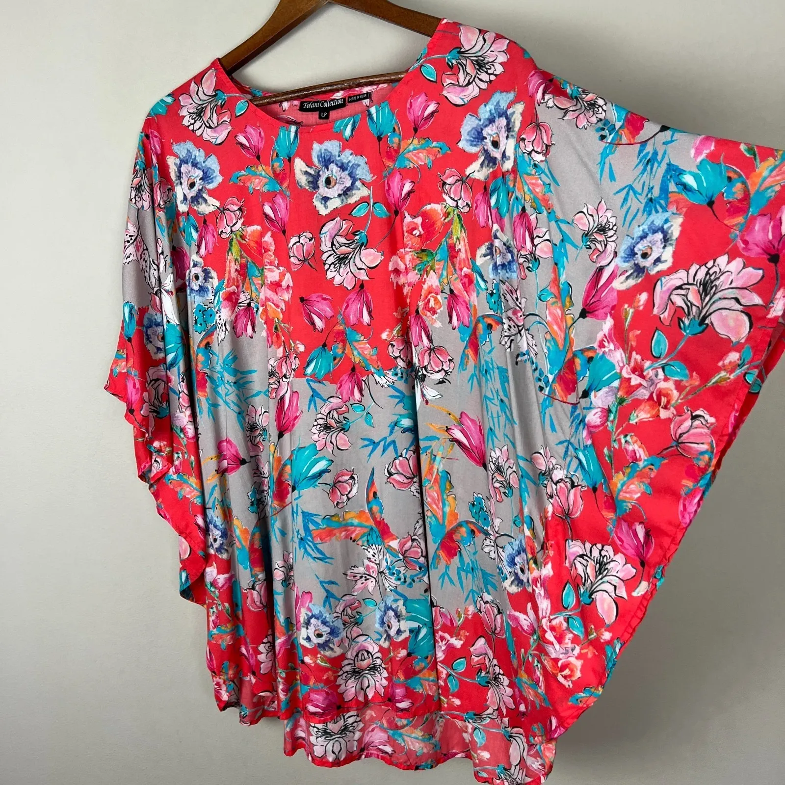 TOLANI COLLECTION Tunic Top Large Narissa Poppy Floral Caftan‎ Kimono Boho Flowy - Image 3