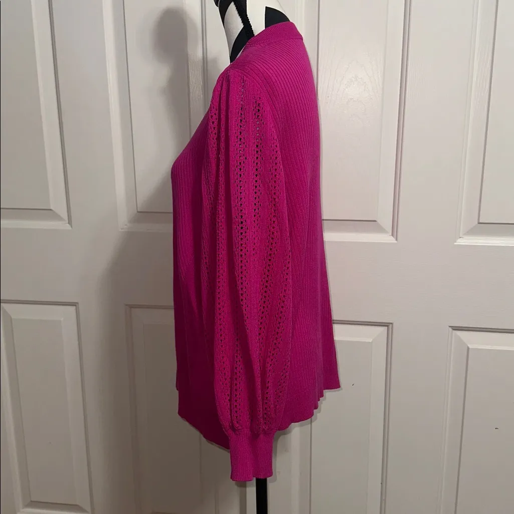 Misook Fuchsia Button-Up Cardigan - Image 3