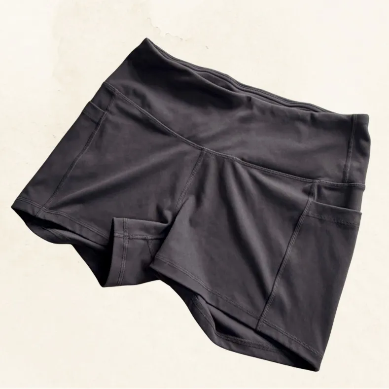 Grey Spandex Athletic Shorts w/ Pocket – 3” Inseam – Size L, Excellent Condition Gray Size L - Image 1