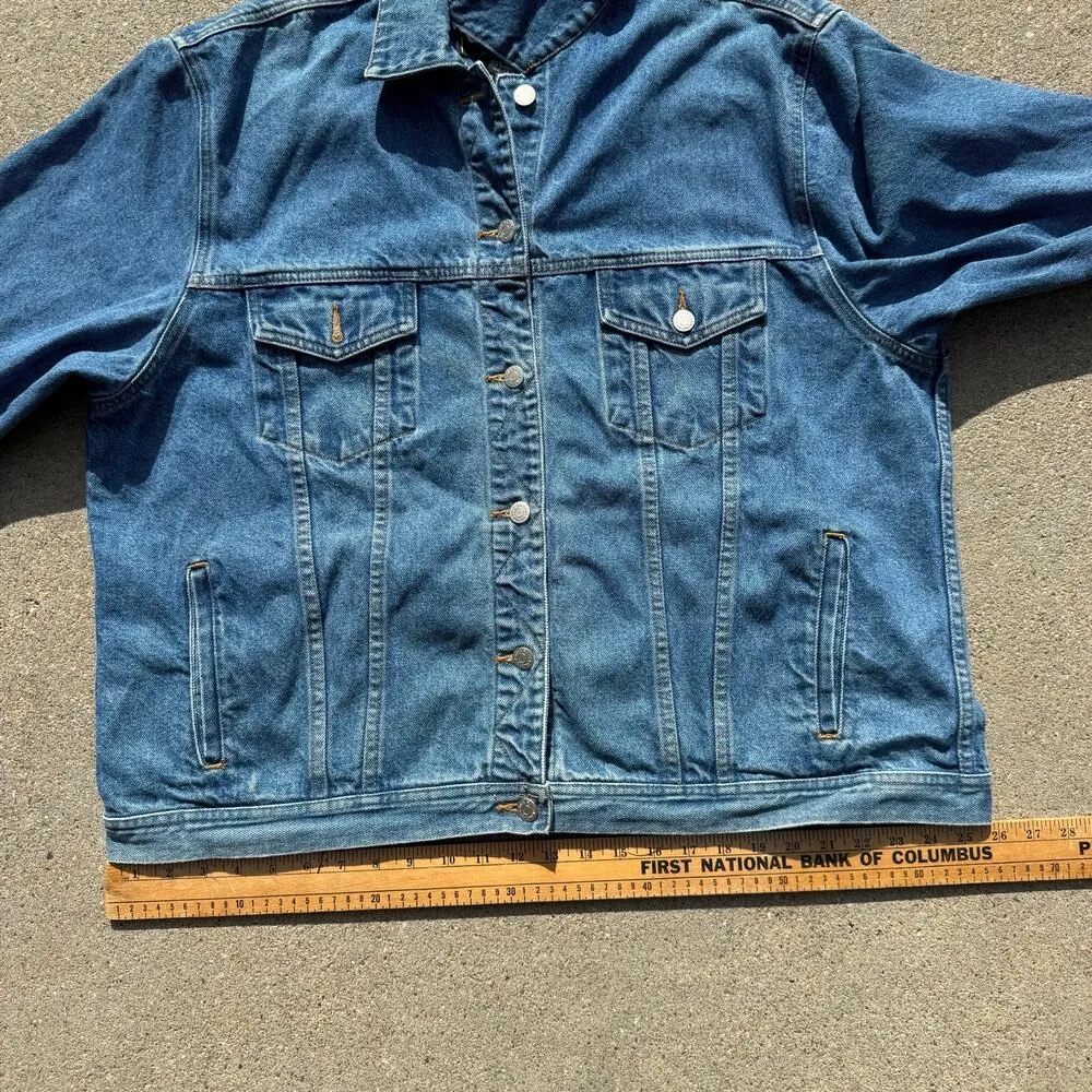 Vintage Y2K Eddie Bauer Jean Trucker Jacket Blue Denim Womens XXL gorpcore boho - Image 9