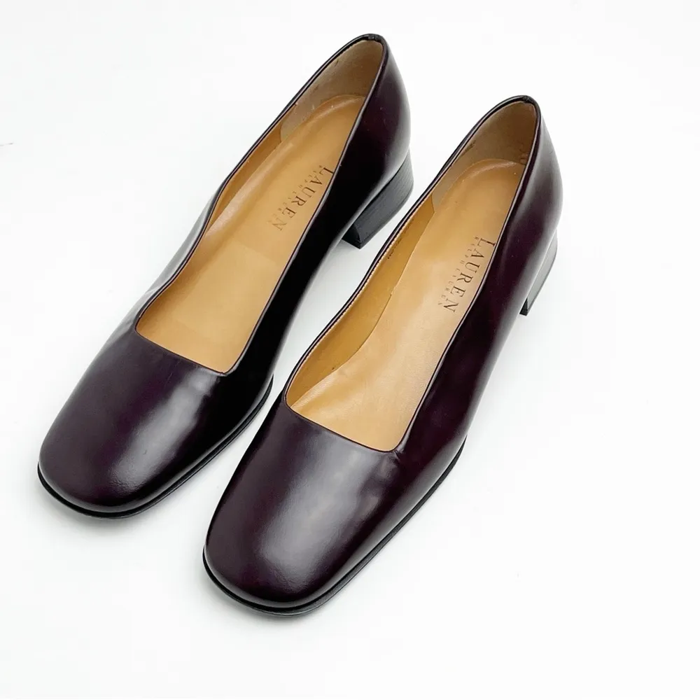 Ralph Lauren LAUREN  Brown Leather Square Toe Loafers, Size 8.5AA - Image 8