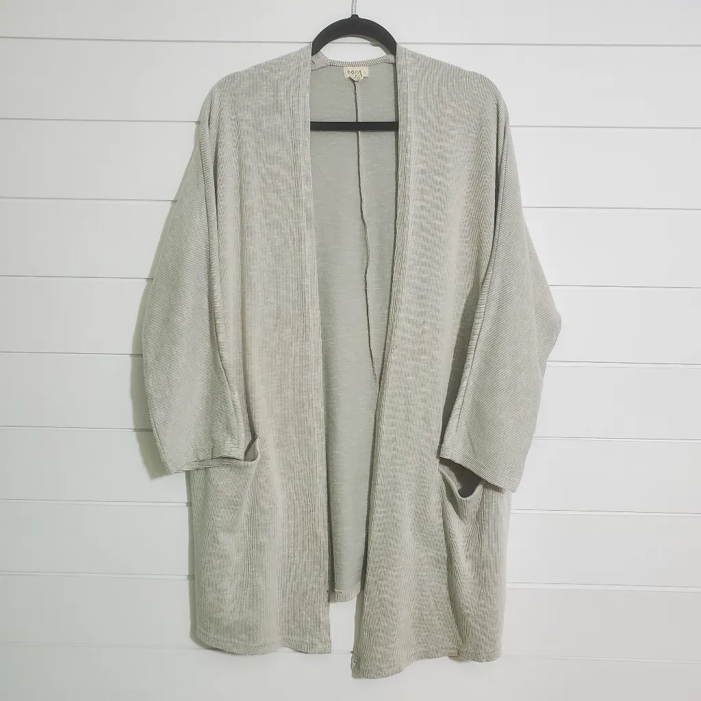 DONNI Anthropologie Sandwash Cardigan OSFM Ribbed Sweater Coat Gray One‎ Size Size undefined - Image 2