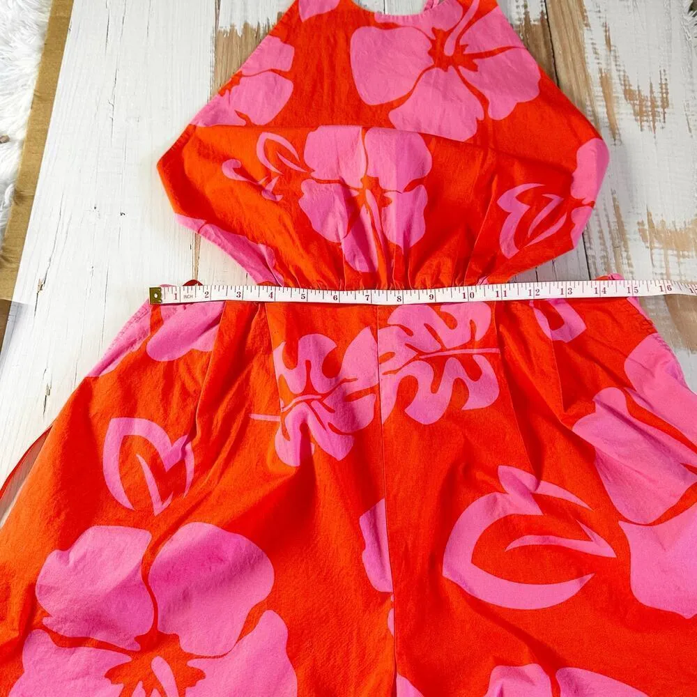 STAUD Georgia Floral Cotton Open Back Halter Style Romper Size US 10 - Image 11