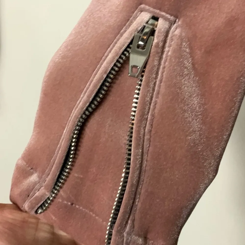 Bershka pink velvet‎ biker jacket Small - Image 5