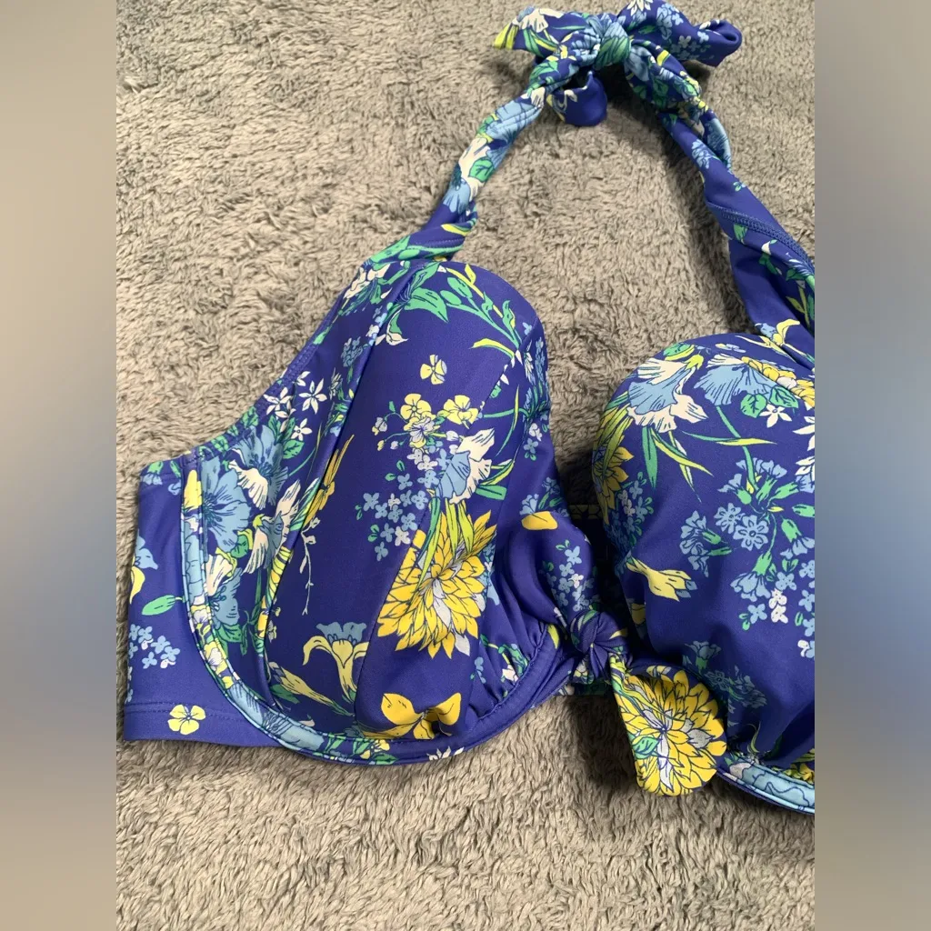 Adore me floral swimsuit top blue NWT 40DD - Image 2