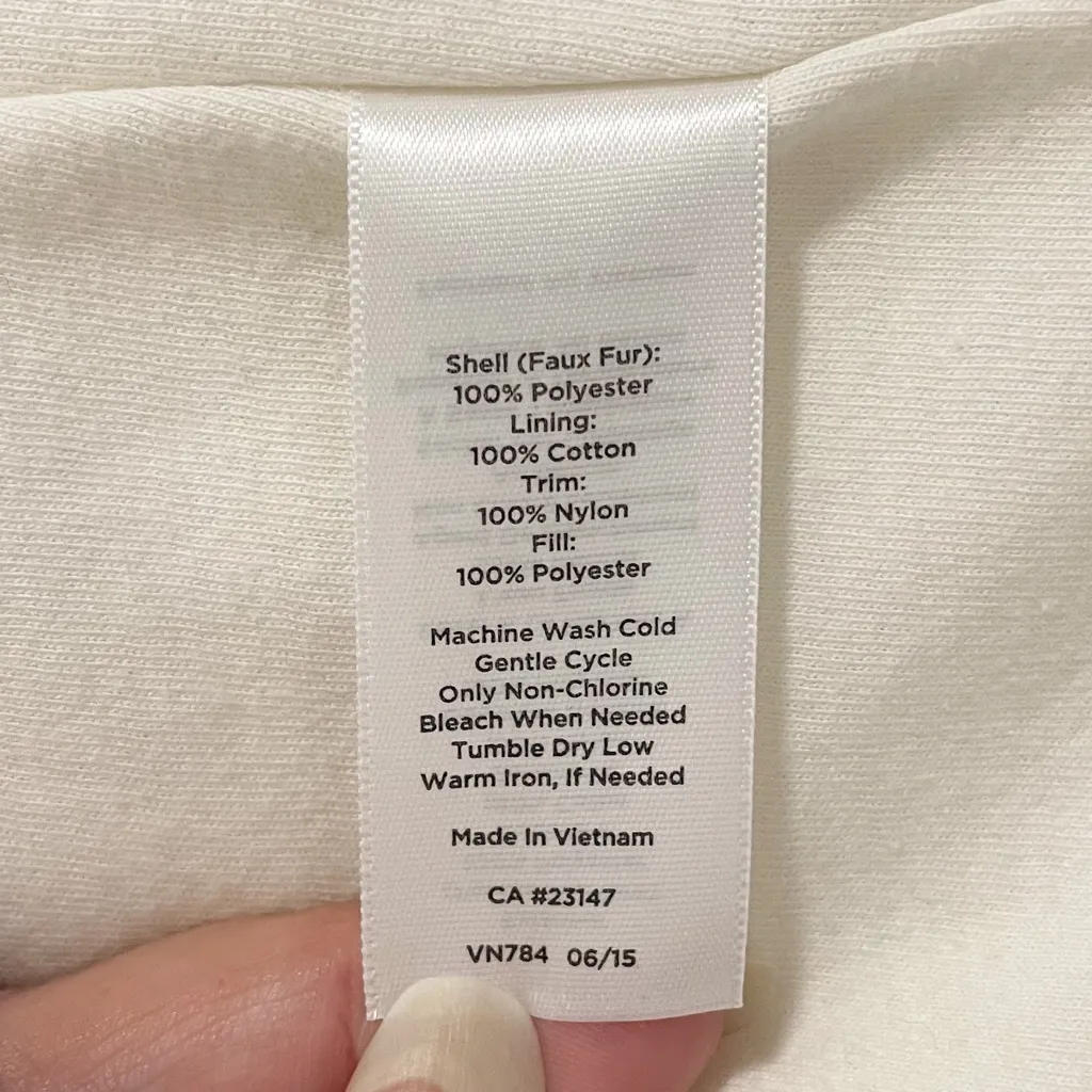 Talbots Ivory Faux Sherpa Fur Zip Up Vest XL Zip Pockets Lined GUC - Image 8