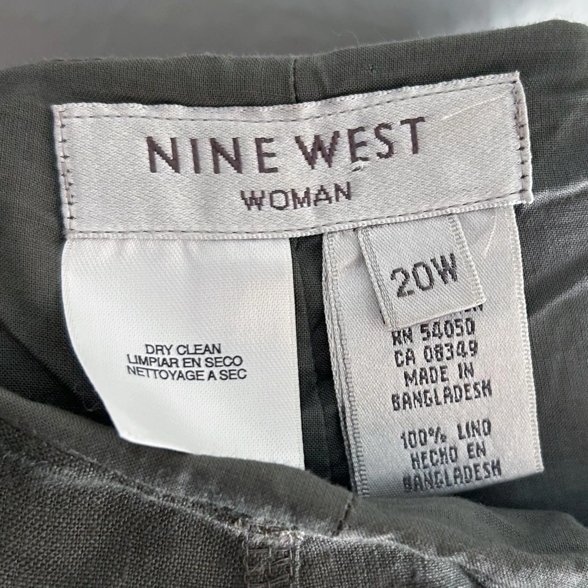 Y2K Nine West Olive Green Linen Midi Skirt Size 20W Boho Fairycore - Image 4