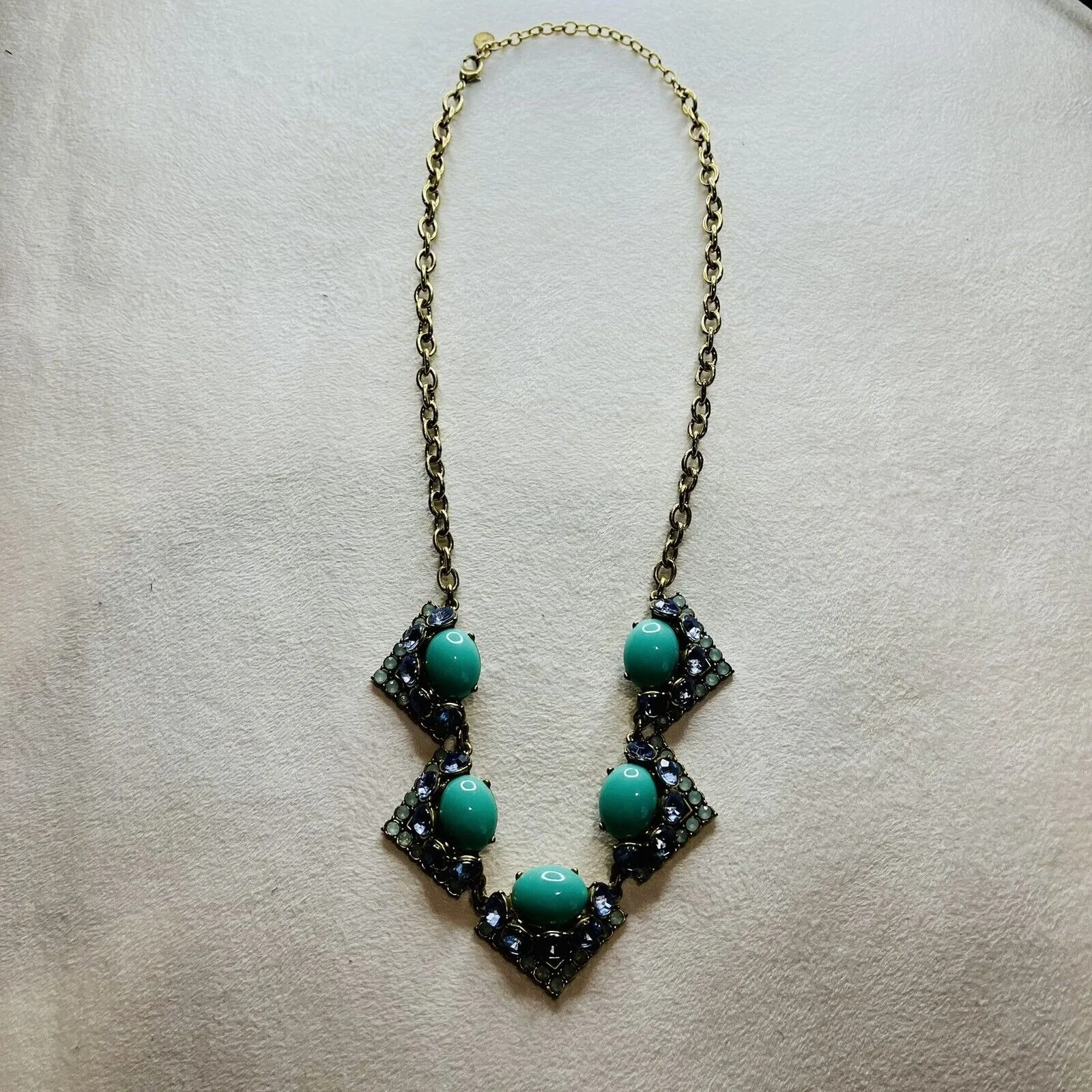 Vtg Stella & Dot Statement Bib‎ Necklace 23" Rhinestone Faceted Crystal Art Deco - Image 2