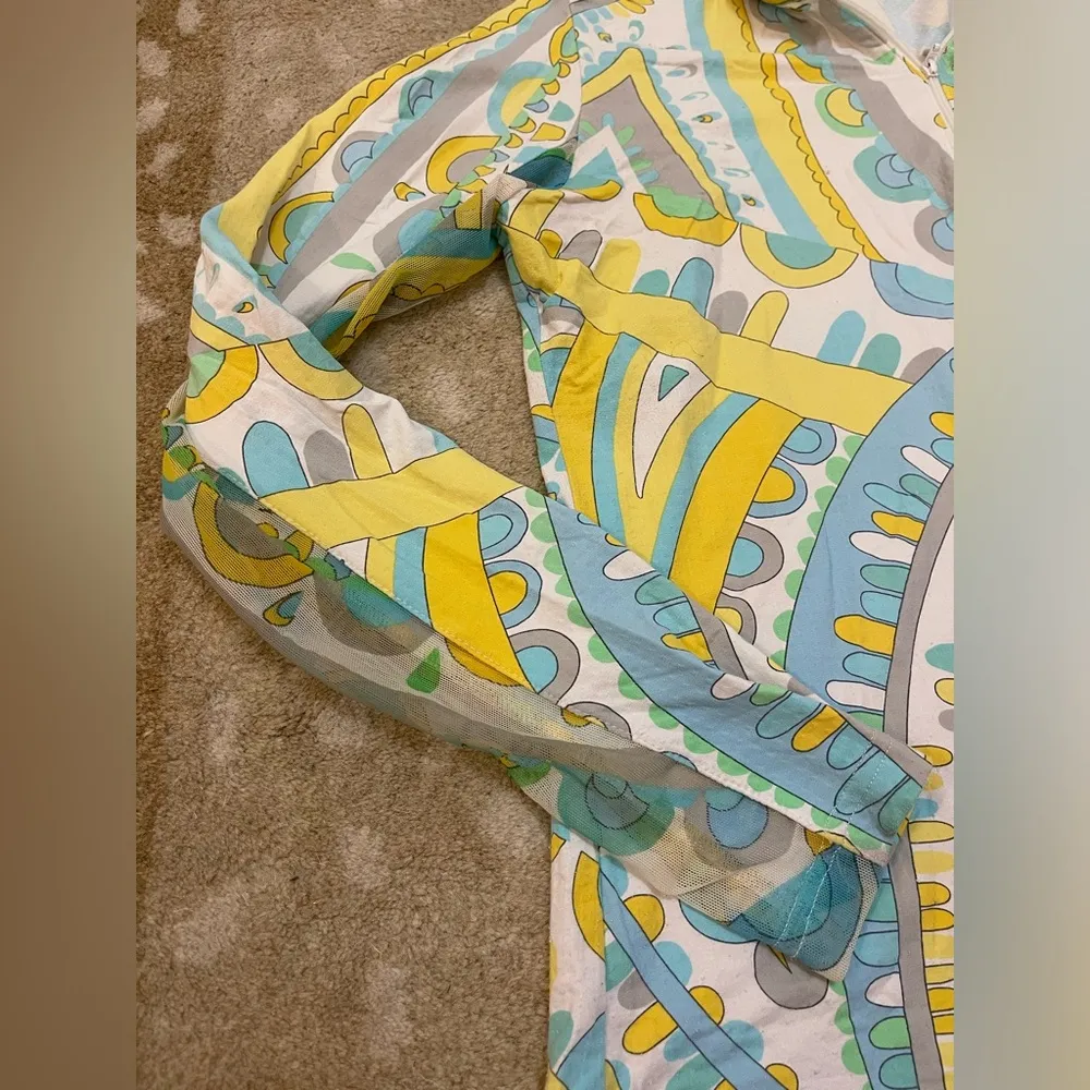 Ichikuls yellow blue pucci inspired half zip pullover women’s size small - Image 3