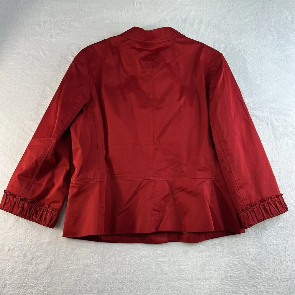 Talbots 14P Petites Dress Jacket Long Sleeve Snap Front Collared Red Women's - Image 11