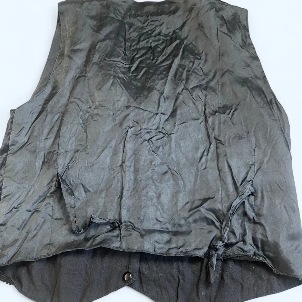 VTG 90s Effeci Black gold Beaded Sequin Open Front Vest Whimsigoth Boho Medium - Image 2