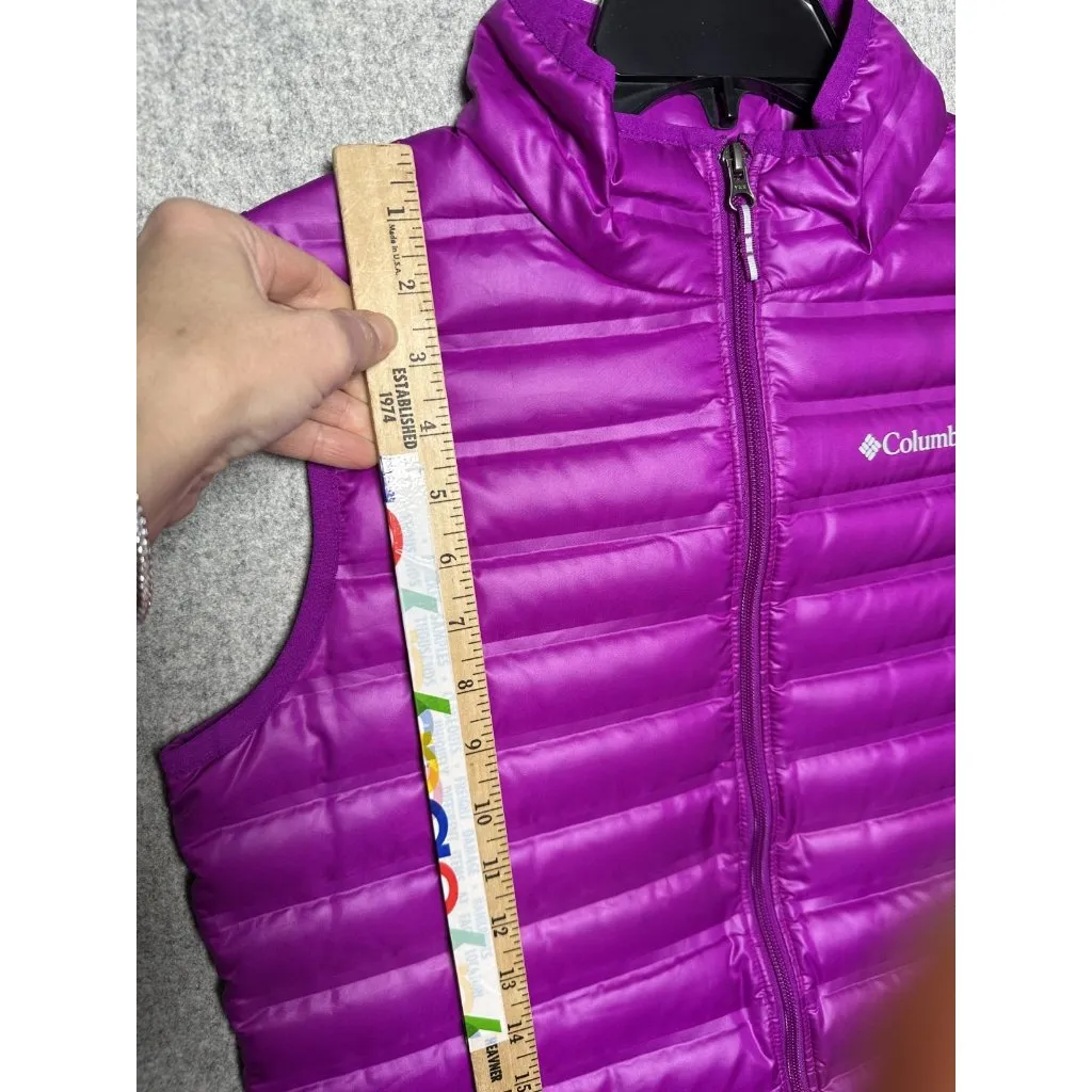Columbia XL Womens Puffer Vest Duck Feathers Zip Pink Packable Sleeveless NWOT - Image 3
