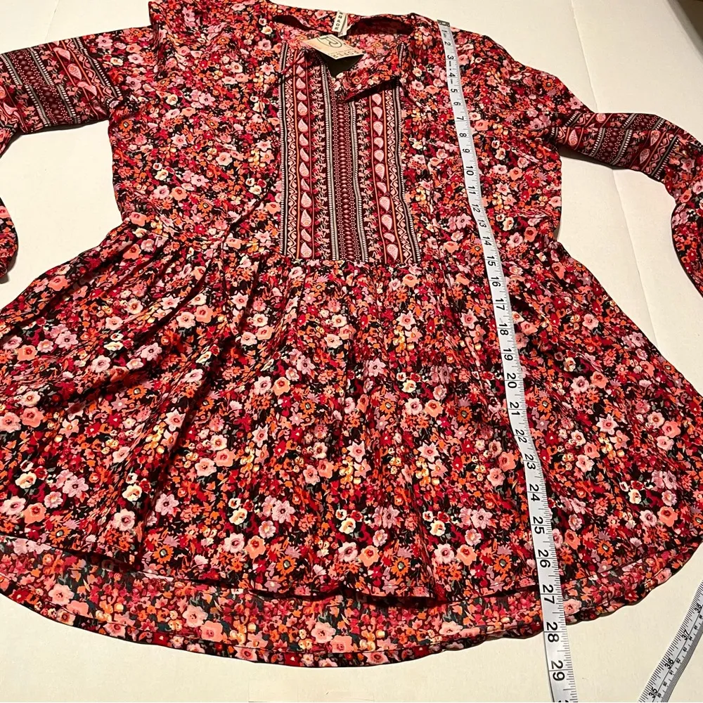 Roper Womens SZ Small Red Multicolored Floral Peasant Blouse Long Sleeve Top NEW - Image 12
