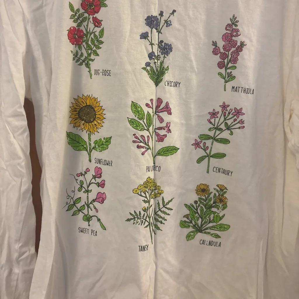 Nordstrom Size XL White Floral Botanical Printed Long-Sleeve Shirt - Image 5