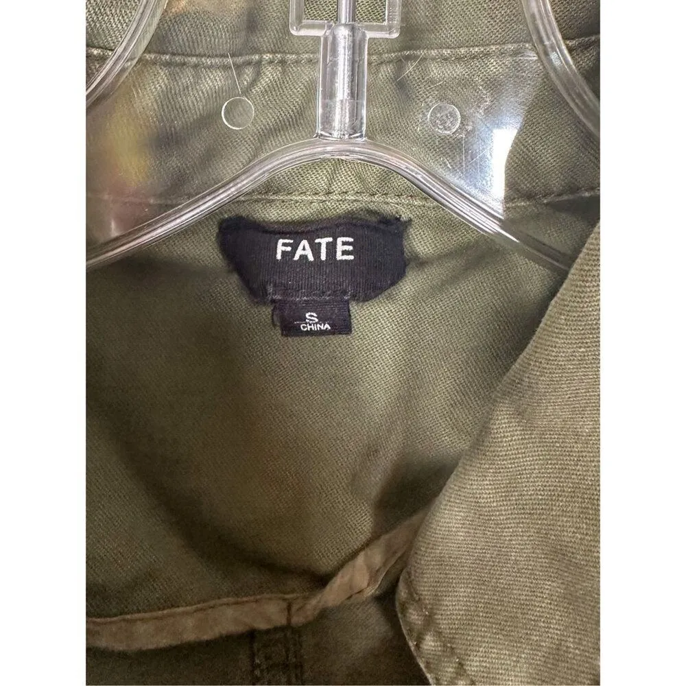 Fate Women's Sleeveless Cinch Waist Utility Vest Jacket Olive Green Size Small - Image 5