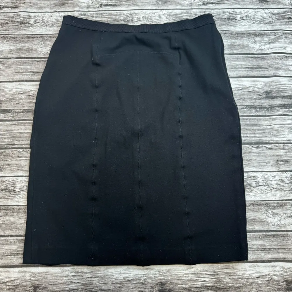Ann Taylor Women's Black Paneled Fitted Pencil Skirt 8 Ribbon Waistband Side Zip - Image 3