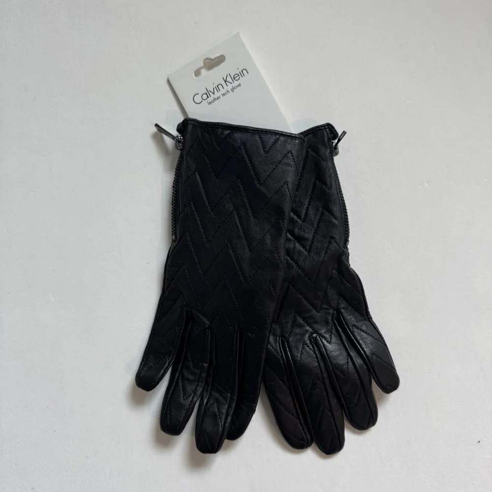 Calvin Klein Black Leather Tech Gloves NWT - Image 2