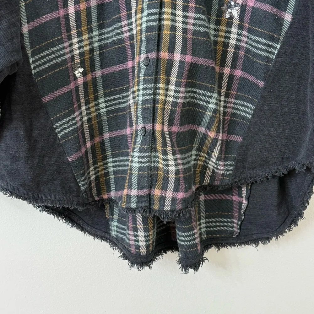 {S} Free People Constellations Within Flannel Oversized Plaid Button-Up - Image 8