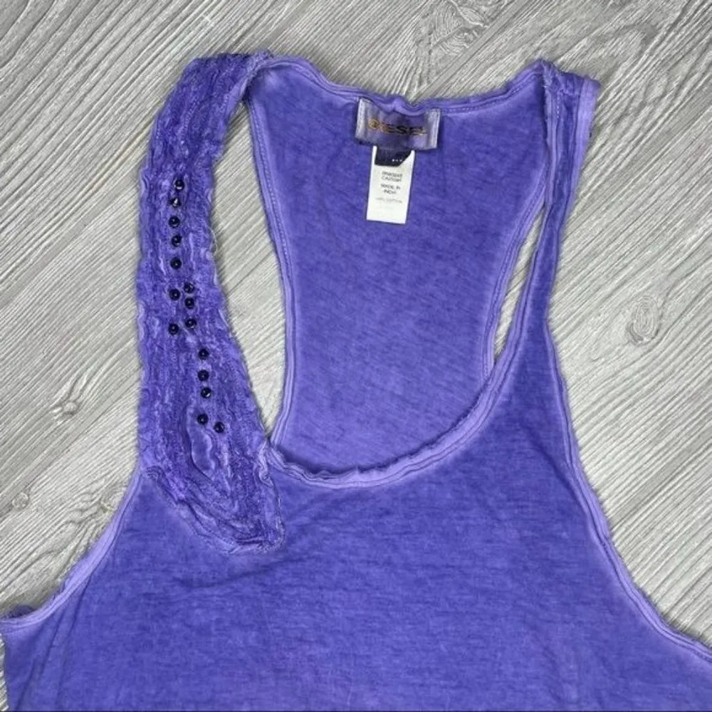 diesel purple asymmetrical faded style sequin detail sleeveless tank Top size xx - Image 3