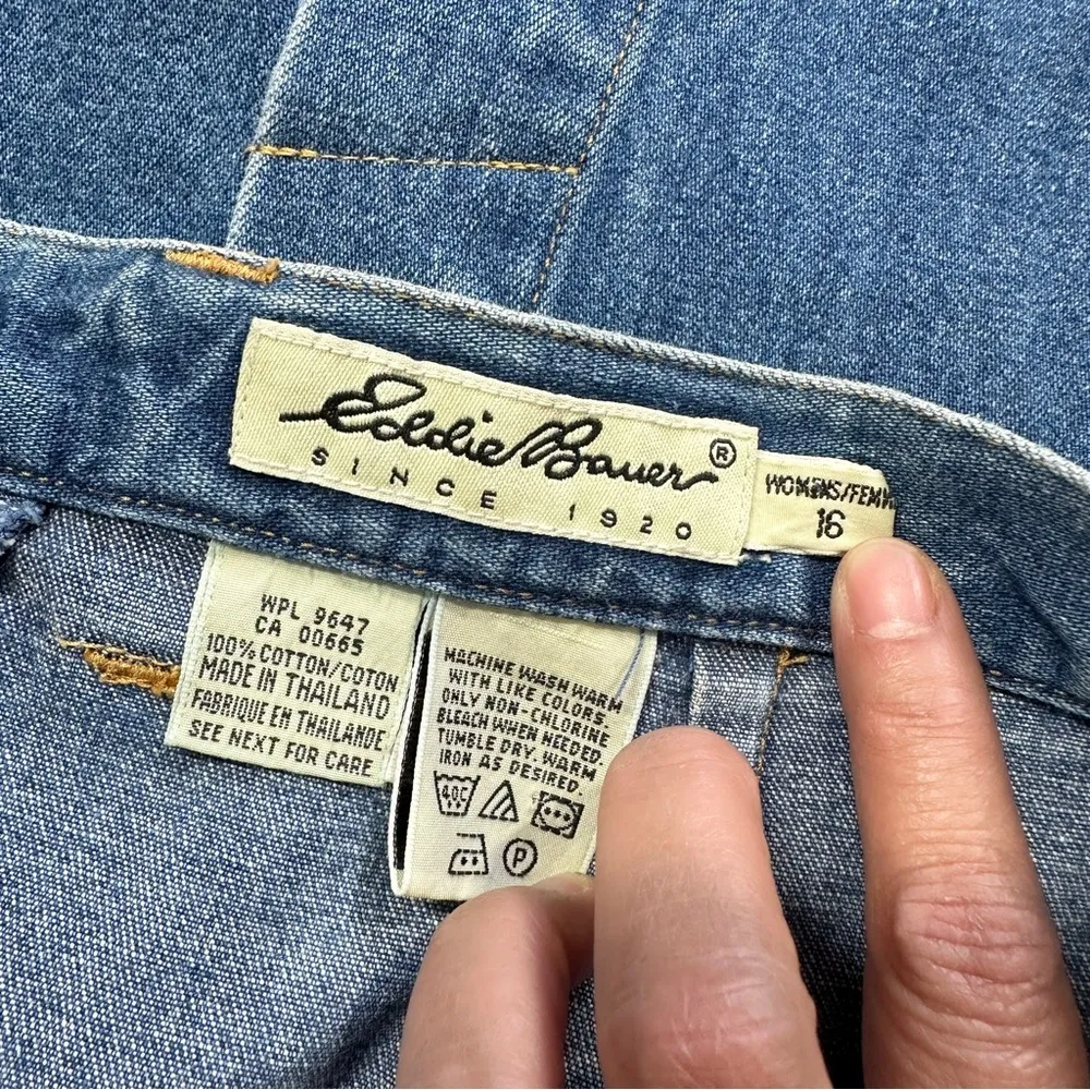 Eddie Bauer Women’s Vintage Y2K 90s Denim Midi Skirt Back Slit Size 16 - Image 9