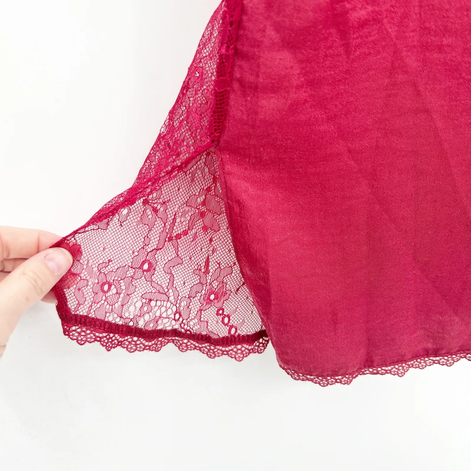 In Bloom by Jonquil Coquette Wait Until Dark Lace Trim Chemise Slip Dress Size L Red Size L - Image 5