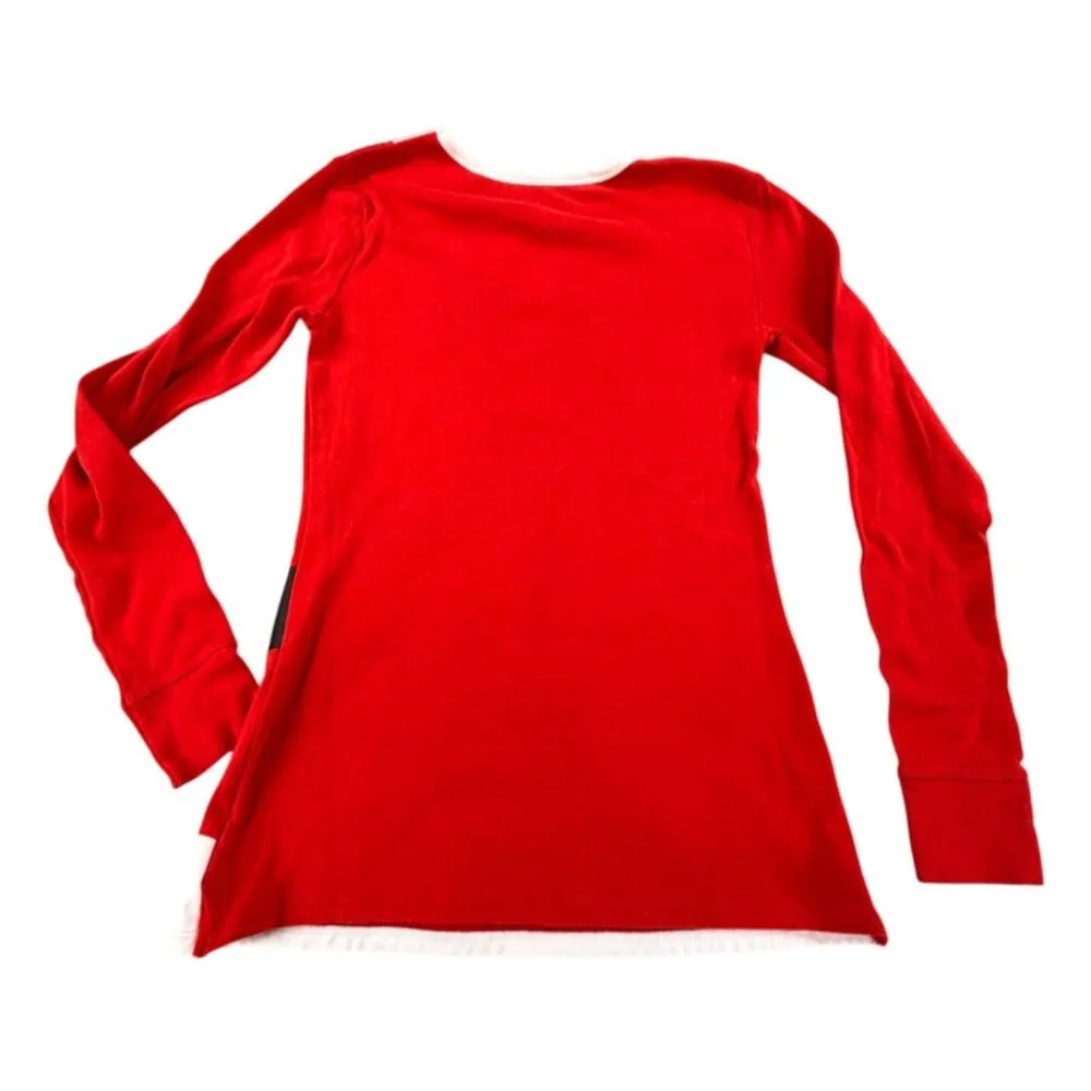 Santa Claus Long Sleeve Shirt Candy Cane Design women's S holiday Christmas Red - Image 2