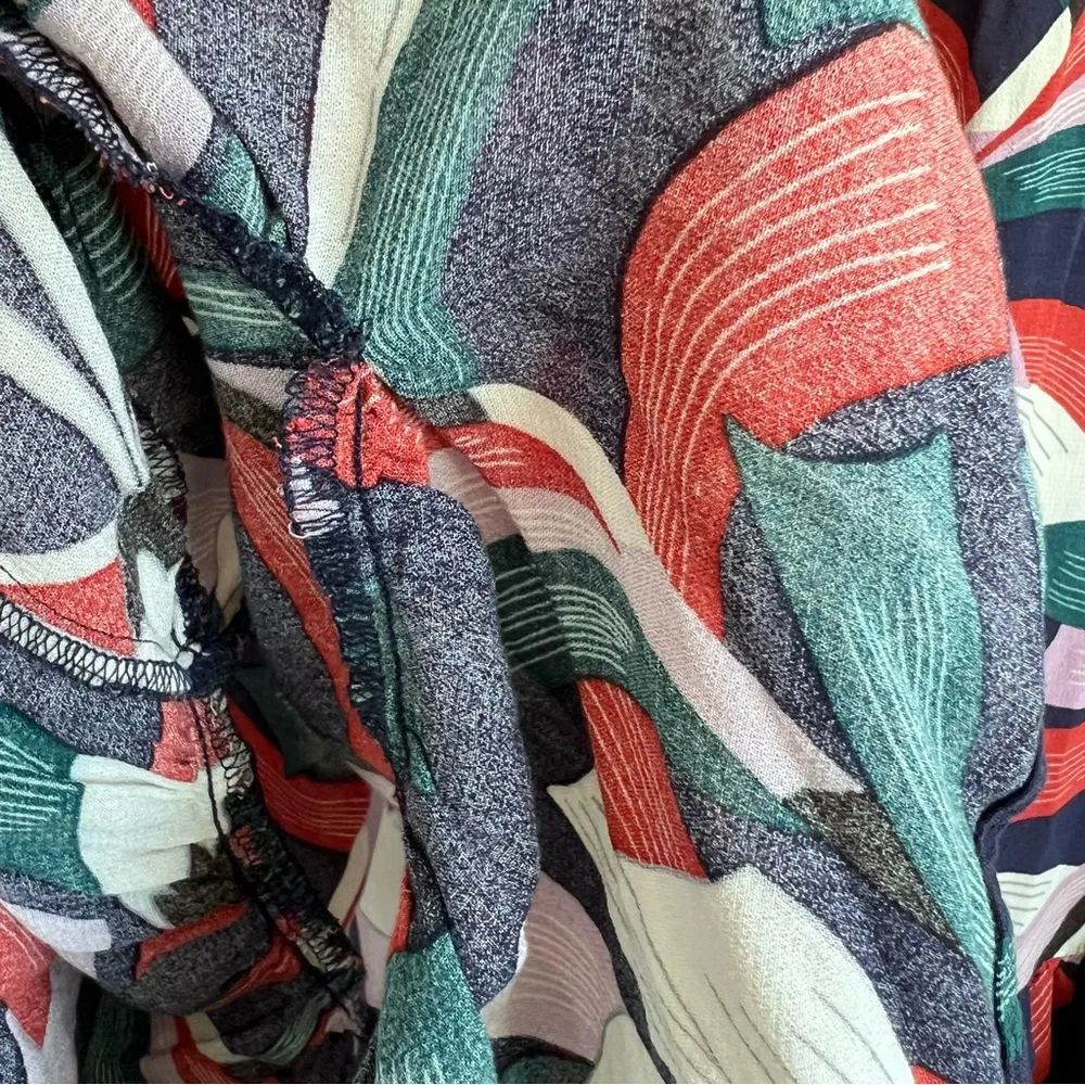 Maeve Anthropologie Cheyenne Blouse Peplum Geometric Brick Navy - Image 7