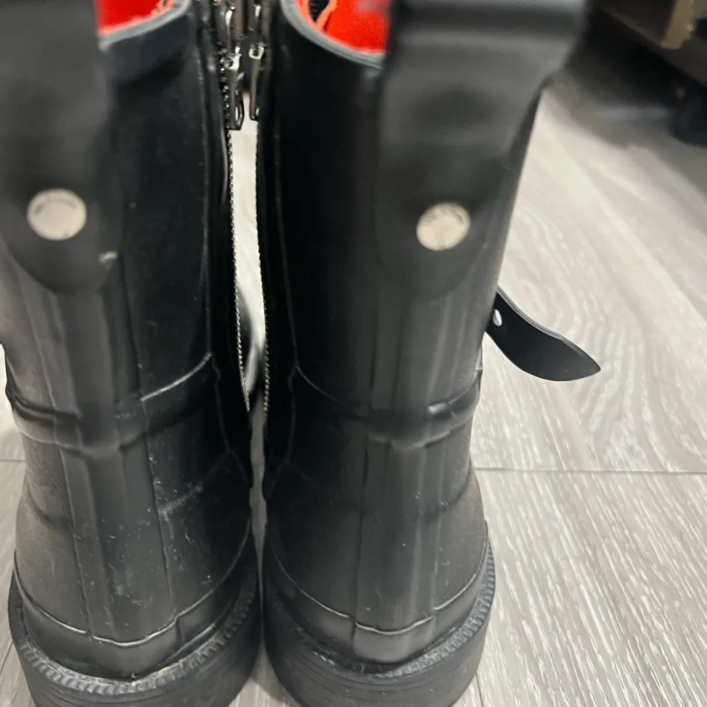 Rag & Bone Black Ankle Rain Boots Red Lining  size 37 - Image 4